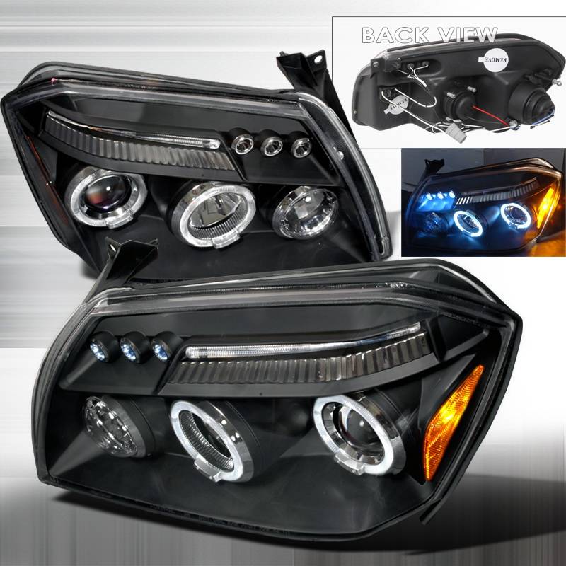 Dodge Magnum Spec-D Halo LED Projector Headlights - Black - 2LHP-MAG05JM-TM