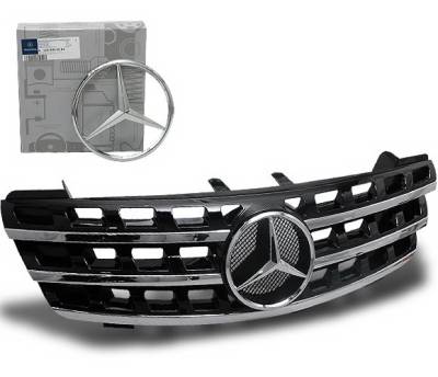 4CarOption - Mercedes ML 4CarOption Front Hood Grille - GRA-W1640608WNML-BK