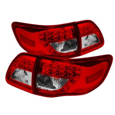 Spyder - Toyota Corolla Spyder LED Taillights - Red Clear - 111-TC09-LED-RC