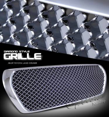 OptionRacing - Toyota Land Cruiser Option Racing Chrome Grille - Diamond Style - Chrome - 1PC - 65-44254