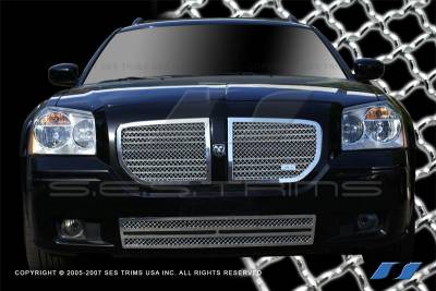 SES Trim - Dodge Magnum SES Trim Chrome Plated Stainless Steel Mesh Grille - Top & Bottom - 3PC - MG121A-B