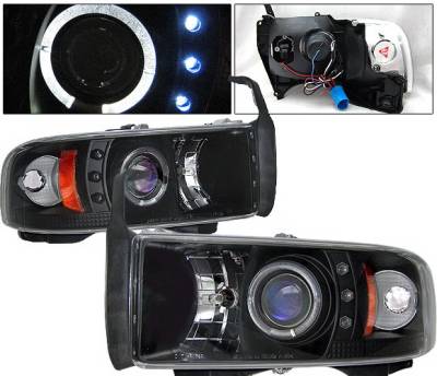 4 Car Option - Dodge Ram 4 Car Option Halo Projector Headlights - Black - 1PC - LP-DR94BC-YD