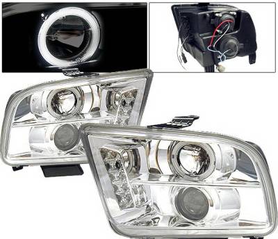 4 Car Option - Ford Mustang 4 Car Option LED Halo Projector Headlights - Chrome - LP-FM05CR-5
