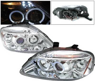 4 Car Option - Honda Civic 4 Car Option LED Dual Halo Projector Headlights - Chrome - LP-HC99CB-5