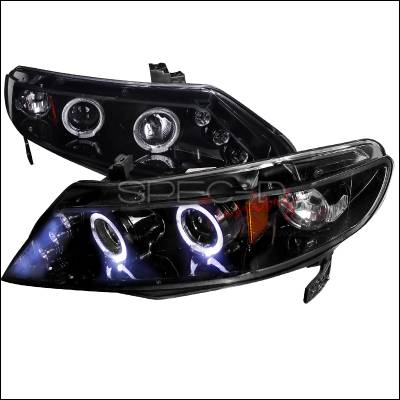 Spec-D - Honda Civic Spec-D Black Housing Projector Headlights - Smoked Lens Gloss - 2LHP-CV064G-TM