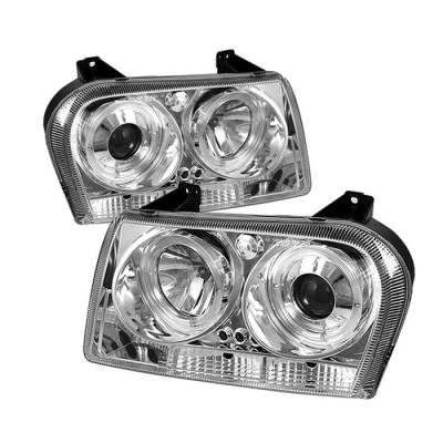 Spyder - Chrysler 300 Spyder Projector Headlights - LED Halo - LED - Chrome - 444-C305-HL-C