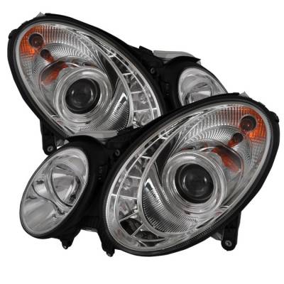 Spyder - Mercedes-Benz E Class Spyder Projector Headlights - Xenon HID Model Only - DRL - Chrome - 444-MBW21103-HID-DRL-C