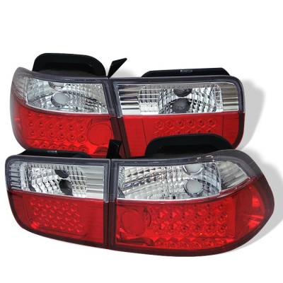 Spyder - Honda Civic 2DR Spyder LED Taillights - Red Clear - 111-HC96-2D-LED-RC