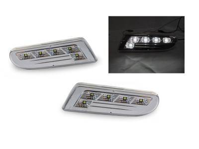 Depo - Mercedes W220 S-Class Crystal Clear White Led DEPO Bumper Lights