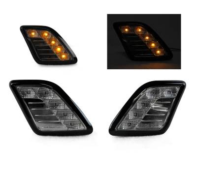 Depo - Mercedes W221 S-Class Crystal Smoke Amber Led Bumper DEPO Side Marker Lights