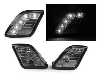 Depo - Mercedes W221 S-Class Crystal Smoke White Led Bumper DEPO Side Marker Lights