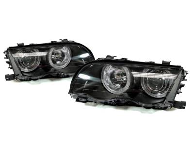 Depo - BMW E46 4D/5D Black Projector Angel DEPO Headlight - D2S W/ Hi/Low