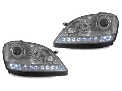 Depo - Mercedes W164 Ml-Class Depo Chrome Projector DEPO Headlight W/ Led Strip