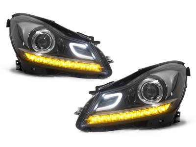 Depo - Mercedes W204 C Class Amg Style Black Projector DEPO Headlight - Halogen Model