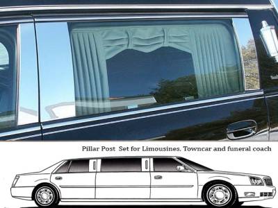 QAA - CADILLAC DTS HEARSE Customer Design QAA Stainless 6pcs Pillar Trim PP40259