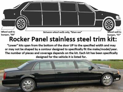 QAA - DTS Limousine 99 5/8" Stretch QAA Stainless 12pc Rocker Panel Trim TH40237