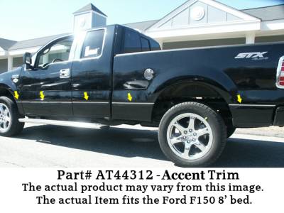 QAA - F-150 Super Cab, 8'Bed, NO Flares QAA Stainless Side Accent Trim AT44312