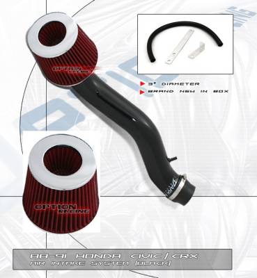 Honda Civic Option Racing Air Intake Pipe - Black - 36-20278