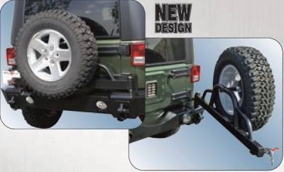 Jeep Wrangler Rampage Recovery Bumper - Rear with Swing Away Tire Mount - 86606