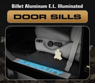 Recon Billet EL Illuminated Door Sill Kick Plate - Black - 264121CHBK