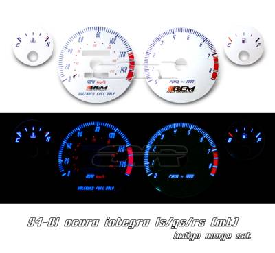 Acura Integra Option Racing Indiglo Gauge Face Overlay Set - 58-10102