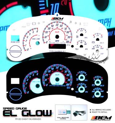 Chevrolet Silverado Option Racing Indiglo Gauge Face Overlay Set - 58-15123