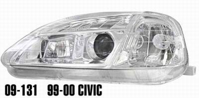 Clear Projector Headlights with Chrome Housing - 9131