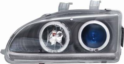 Blue Projector Headlights with Black Housing and 7 Color Halo Ring - 910127