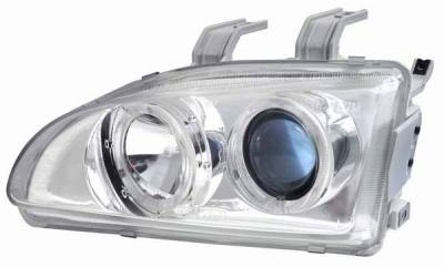 Blue Projector Headlights with Chrome Housing and 7 Color Halo Ring - 910147