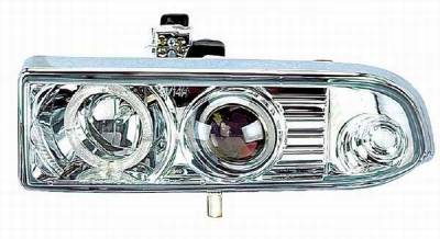 I-Tech Projector Headlights with Chrome Housing and Halo Ring and Clear Lights - 02KSCS98PCCRIM