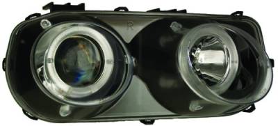 Acura Integra IPCW Headlights - Projector with Rings - Black Housing & Clear Projector - 1 Pair - CWS-107B2