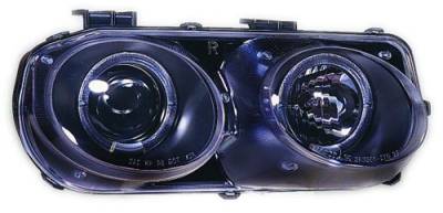 Acura Integra IPCW Headlights - Projector with Rings - Black Housing & Blue Projector - 1 Pair - CWS-108B2