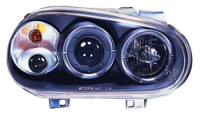 Volkswagen Golf IPCW Headlights - Projector with Rings & Foglights - 1 Pair - CWS-1502B2