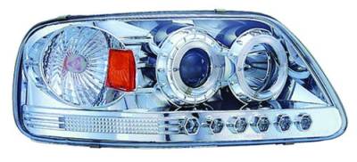 Ford F150 IPCW Headlights - Projector with Rings & Corners with Amber Reflector - 1 Pair - CWS-541C2