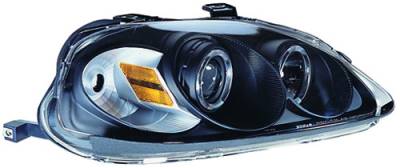 Honda Civic IPCW Headlights - Projector with Rings with Amber Reflector - 1 Pair - CWS-730B2