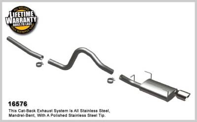 Ford Mustang Magnaflow Single Rear Exit Stainless Steel Cat-Back Exhaust System - 16576