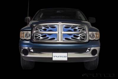 Dodge Ram Putco Flaming Inferno Stainless Steel Grille - Blue - 89432