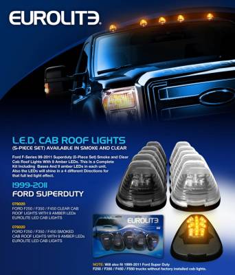 Smoke LED Cab Roof Lights - 076020