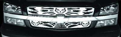 Chevrolet Avalanche Pilot Stainless Steel Skull Grille Insert - Set - SG-133