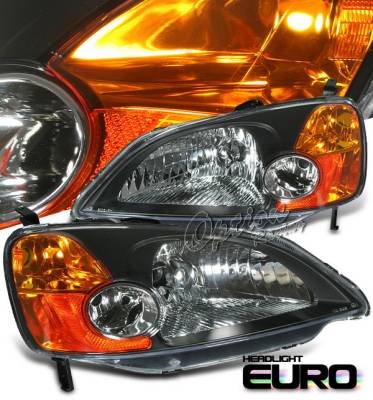 Honda Civic Option Racing Headlights - Black - 10-20313