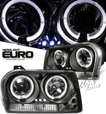 Chrysler 300 Option Racing Projector Headlights - Black with Halo - 11-16278