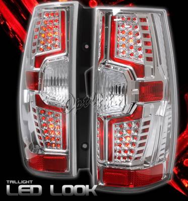 Chevrolet Suburban Option Racing Taillights - LED Look - Chrome Diamond Cut - 17-15364