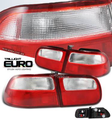 Honda Civic HB Option Racing Taillights - Red & Clear - 17-20269