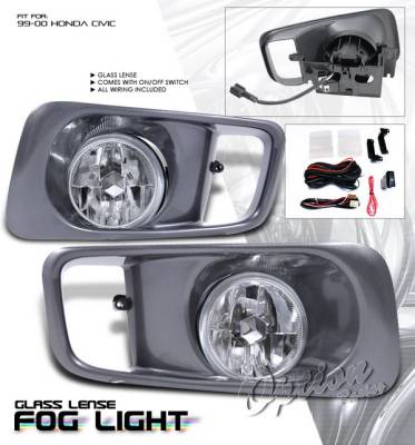 Honda Civic Option Racing Fog Light Kit with Wiring Kit - Clear - 28-20176