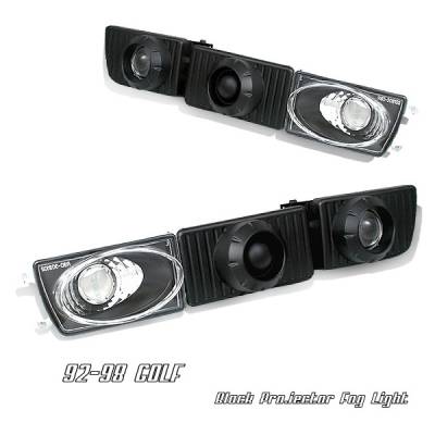 Volkswagen Golf Option Racing Fog Light Kit - Black Projector - 28-45164