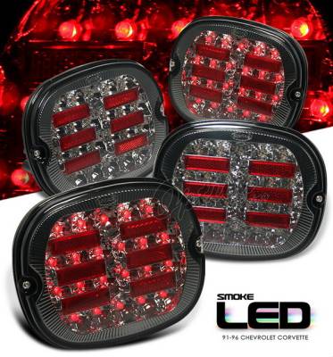 Chevrolet Corvette Option Racing LED Taillights - Smoke LED Version - 75-15158