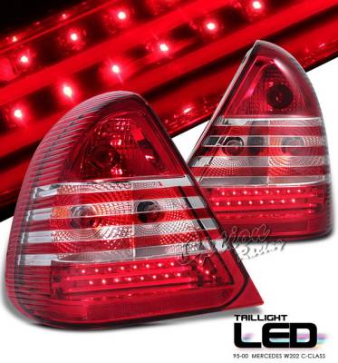 Mercedes-Benz C Class Option Racing LED Taillights - Red & Clear - LED - 75-32367