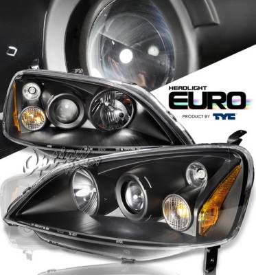 Honda Civic Option Racing Projector Headlights - Black - 80-5921-95