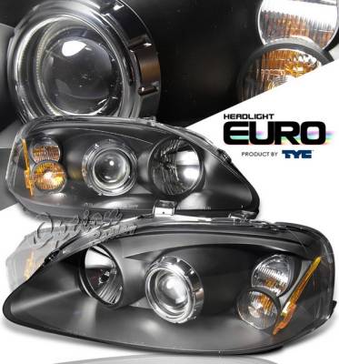 Honda Civic Option Racing Projector Headlights - Black - 80-6105-45