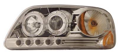 Ford F150 Anzo Projector Headlights - Chrome Clear with Halo - 1PC - 111054